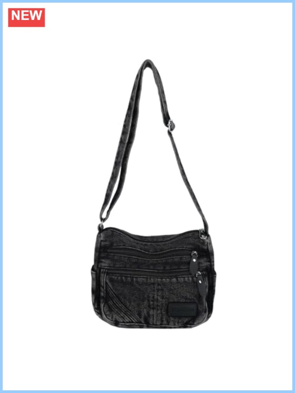 Y2K Vintage Textured Washed Denim Crossbody Hobo Bag Purse